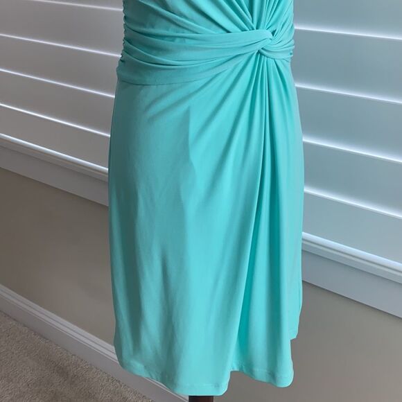 Size S light teal ruched open back dress The Limited - Picture 3 of 10